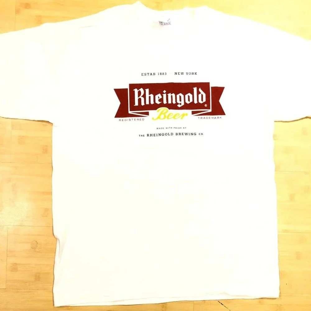 NEW! Retro Vintage Rheingold Beer Classic NY White T-Shirt Men's Large NOS